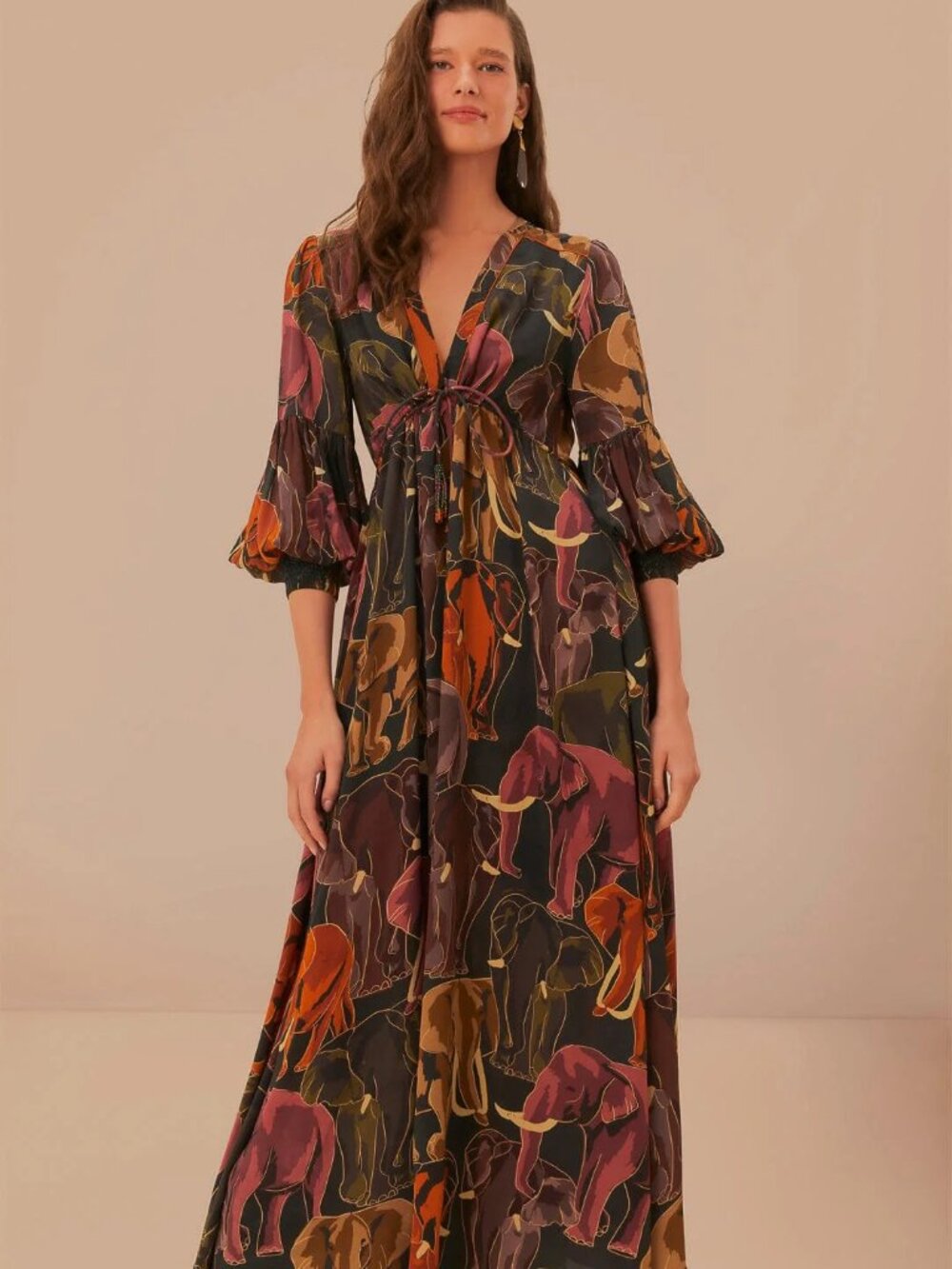 FARM Rio Elephants Green Maxi Dress NWT XL